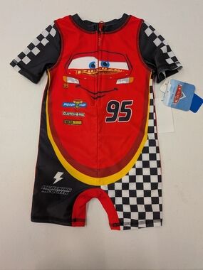 Disney Cars Lightning McQueen Swim Romper Rash Guard One Piece Size 2T NWT